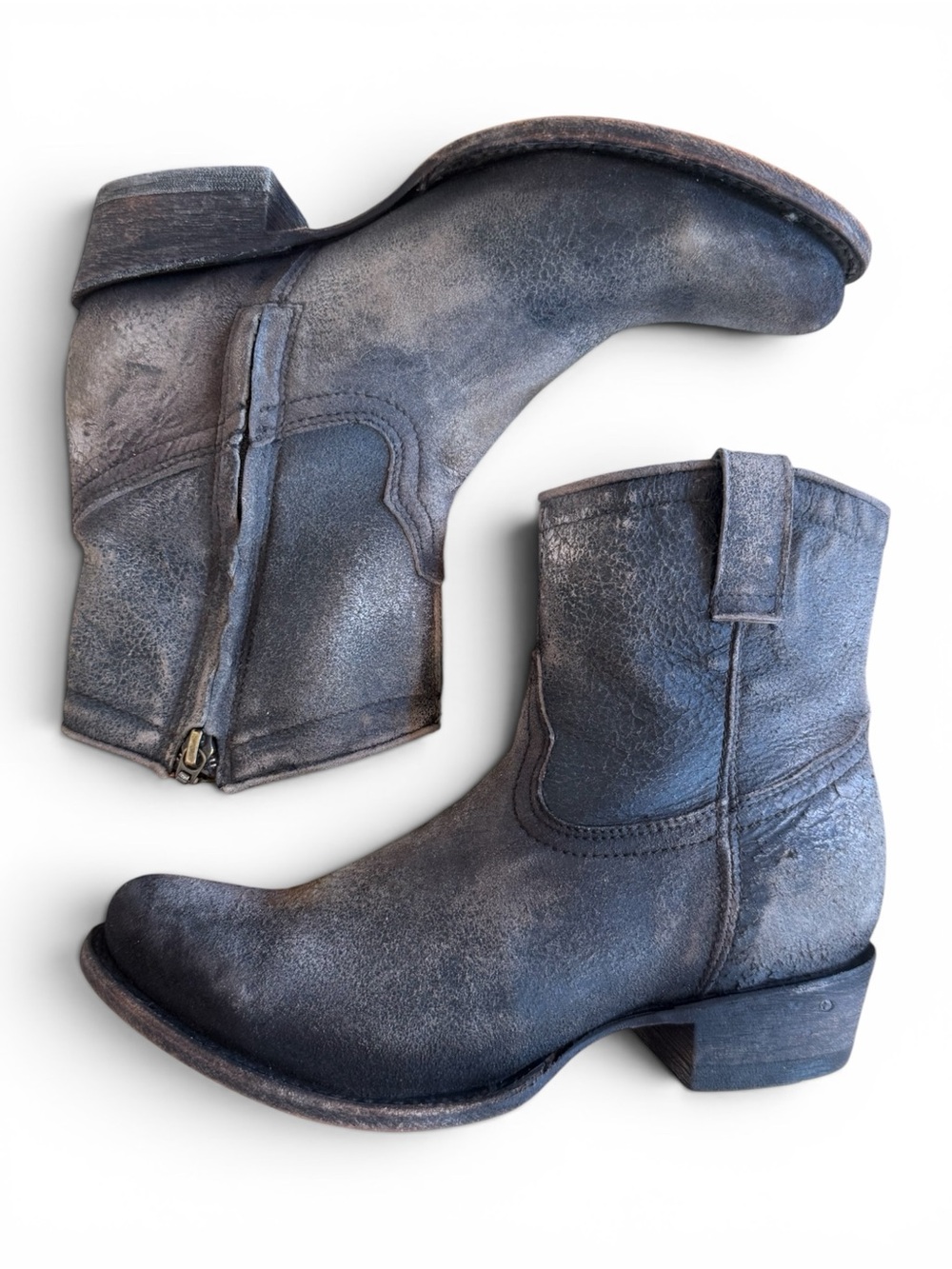 Corral Leather Boots Women's Distressed Leather Ankle Booties - Gray